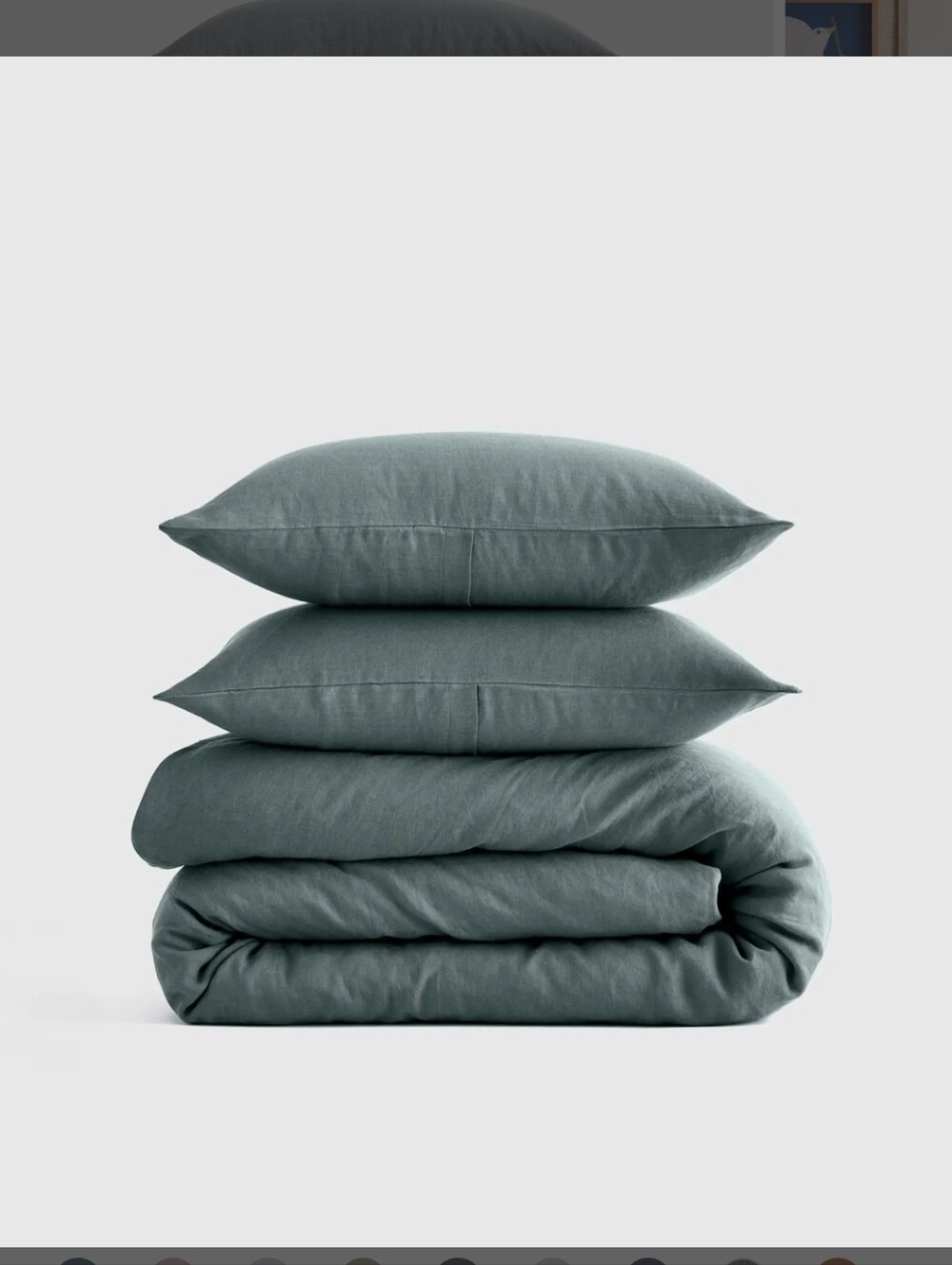 NWT Quince European Linen Queen Duvet Cover Set in 'Ocean' Green